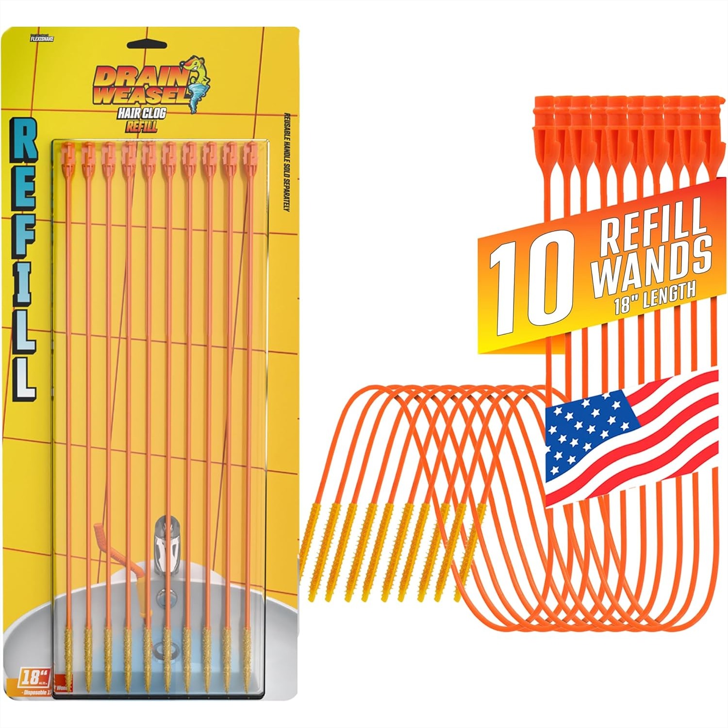 Drain Snake Flexible - Drain Weasel Refill 10 Pack -