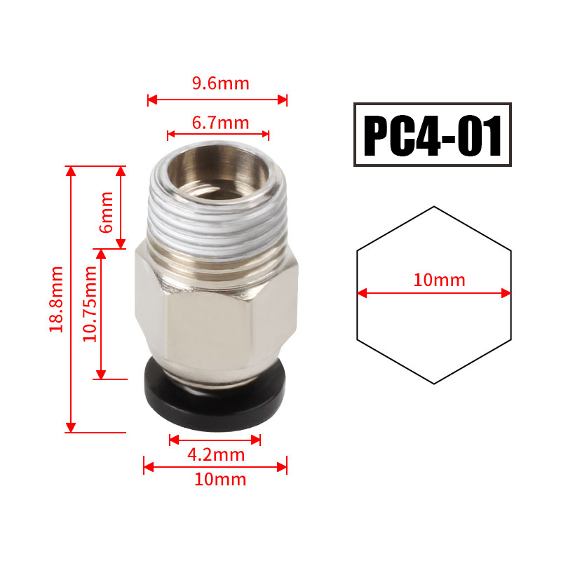 10pcs/lot PC4-M10 Pneumatic Co - Ptfe Tape Thread recensie en prijs