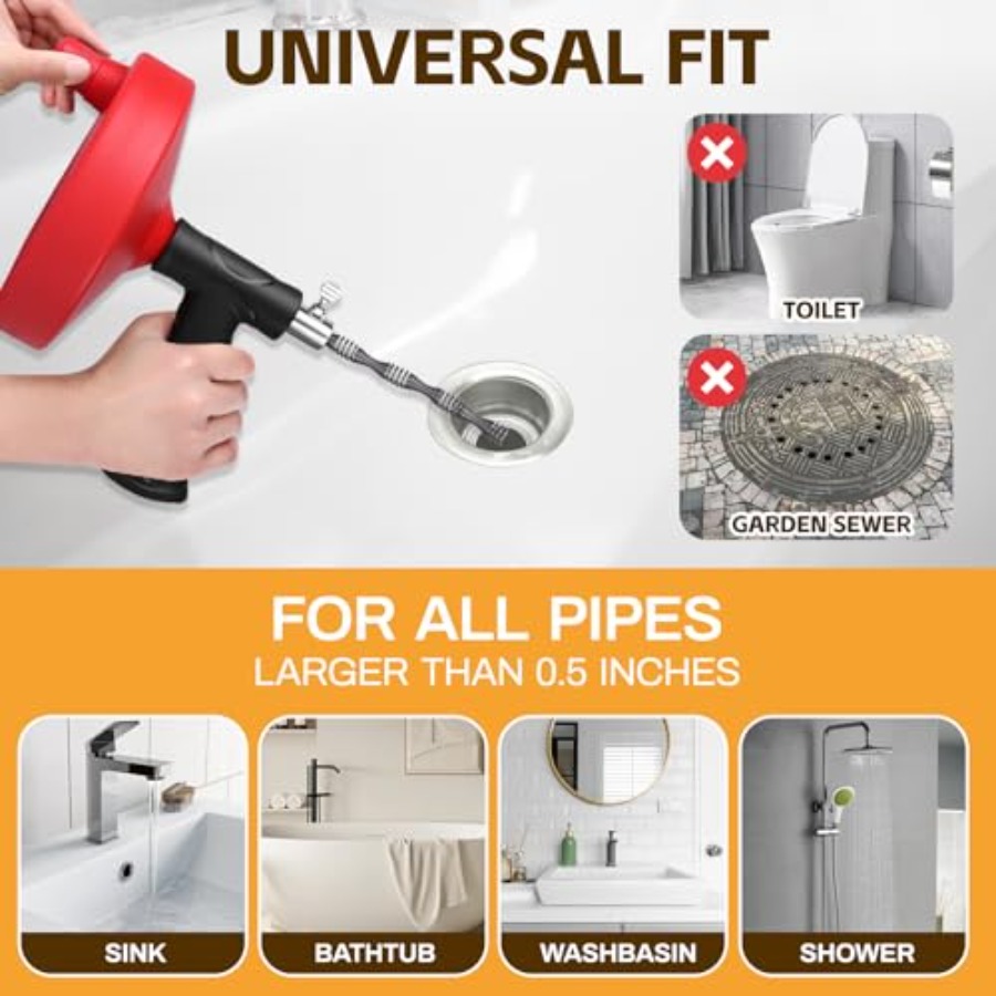 【Spot goods】Drain Auger 33 ft  - Drain Snake Flexible recensie en prijs