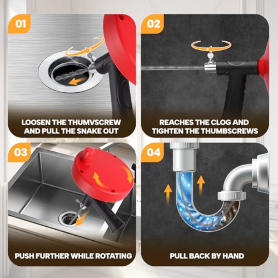 【Spot goods】Drain Auger 33 ft  - Drain Snake Flexible recensie en prijs